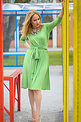 Šaty - Úpletové šaty BREA, i jako těhotenské, zelenkavé - 8130363_