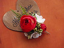 Ozdoby do vlasov - Sponka - červená ruža s bielou - 8131684_