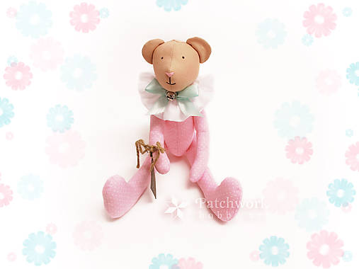 Textilná hračka - Macko ružový