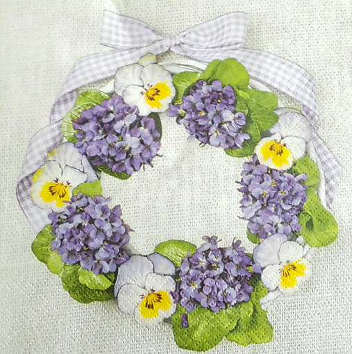  - Servítka "Violets wreath", ihneď - 8137762_