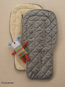 Detský textil - MERINO podložka do kočíka BUGABOO s ozdobným prešitím ELEGANT GREY melange Sivá /šedá bavlna - 8141278_