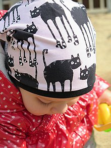 Detské čiapky - čiapka z biobavlny Mačky v ponožkách (ružová) - 8139843_