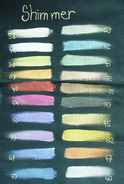 Farba na textil Pébéo, Setacolor opaque, metalické (vzorkovník)