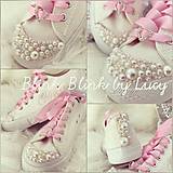 Ponožky, pančuchy, obuv - Ručné zdobené svadobné tenisky :) Pink :) - 8142583_