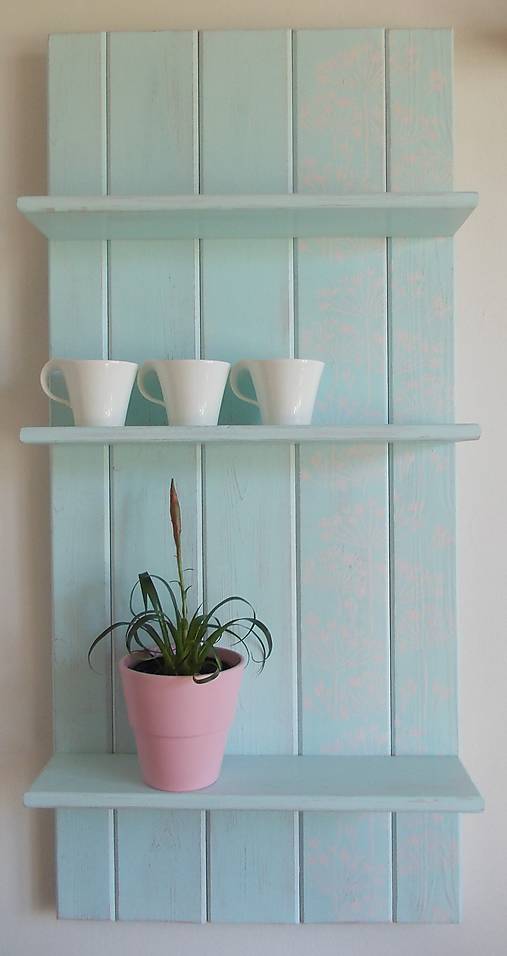 Nábytok - Polička - mint and pink - 8146776_