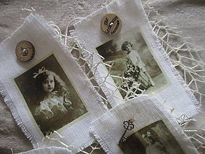 Dekorácie - Textilné visačky Vintage - 8151149_