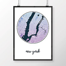 Obrazy - NEW YORK, okrúhly, modro-fialový - 8152237_