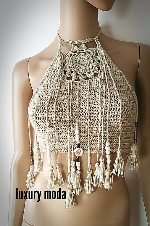 Topy, tričká, tielka - Crop top - béžový - 8156277_