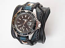 Náramky - Čierno modrý kožený remienok s hodinkami Secco - 8157687_