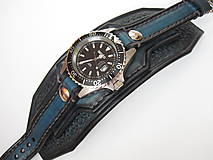 Náramky - Čierno modrý kožený remienok s hodinkami Secco - 8157700_