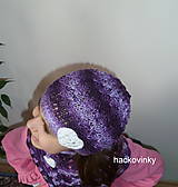 Detské čiapky - Fialova srdieckova baretka so satkou - 8158123_