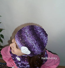Detské čiapky - Fialova srdieckova baretka so satkou - 8158123_