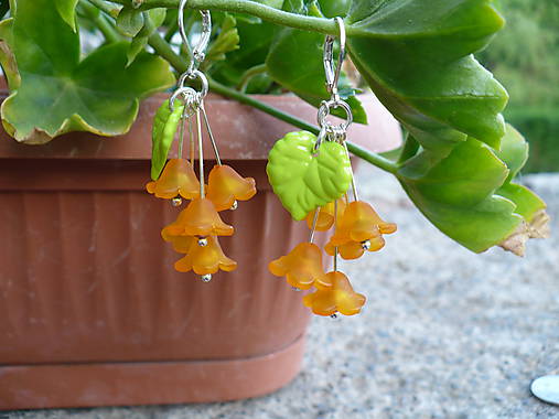Náušnice - náušnice oranžové zvončeky - 8164089_
