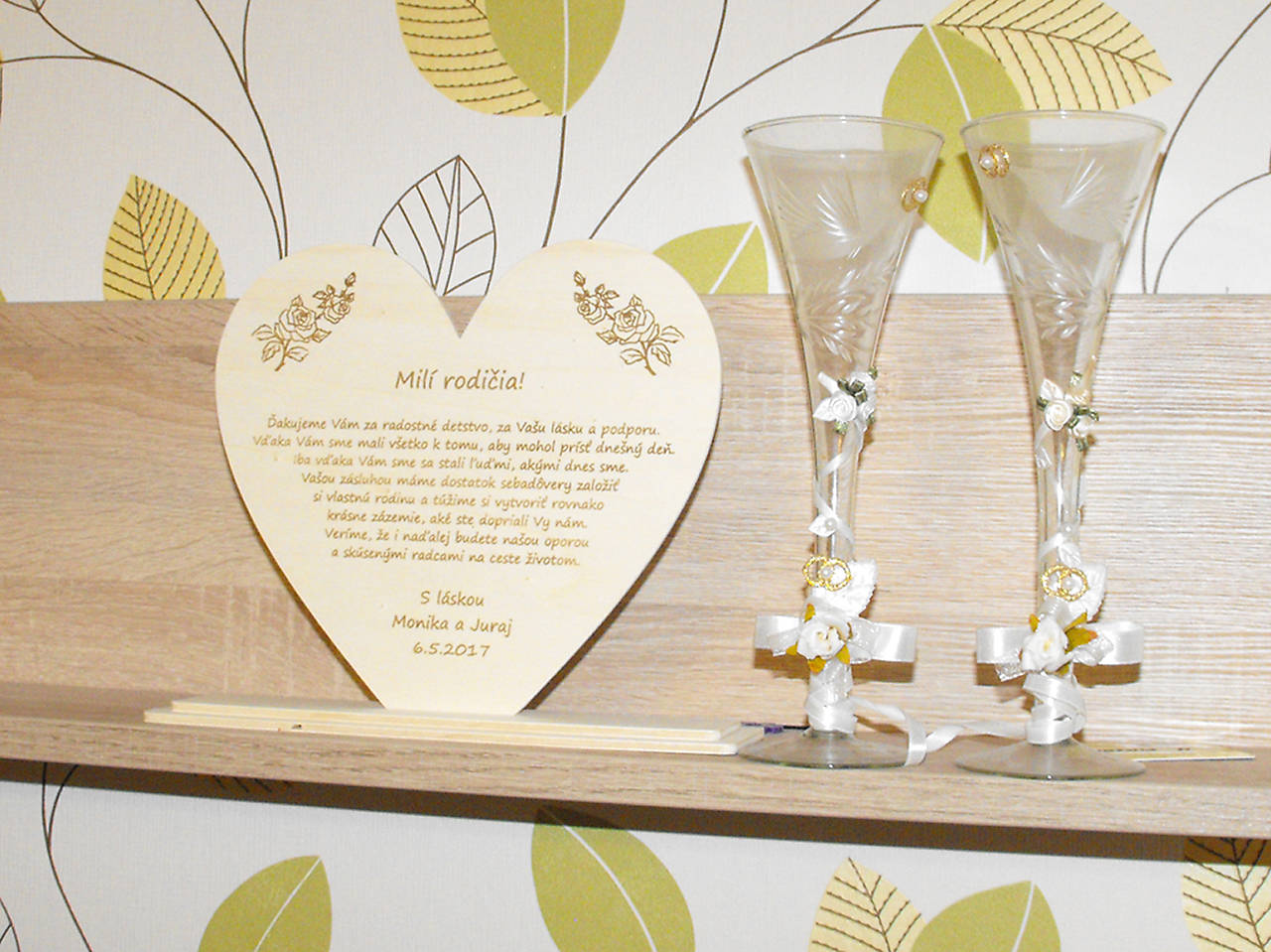 Drevené poďakovanie rodičom srdce 22,5x20.5cm