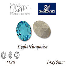 Korálky - SWAROVSKI® ELEMENTS 4120 Oval Rhinestone - Light Turquoise, 14x10, bal.1ks - 8167970_