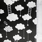 Textil - čierne mraky s rebríkmi; 100 % bavlna, šírka 160 cm, cena za 0,5 m - 8172045_