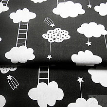 Textil - čierne mraky s rebríkmi; 100 % bavlna, šírka 160 cm, cena za 0,5 m - 8172047_