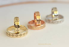 Prstene - obrúčky s folklórnym vzorom - Čičmany (žlté zlato) - 8178665_