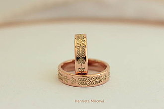 Prstene - obrúčky s folklórnym ornamentom - Bratislava (ružové zlato) - 8178701_
