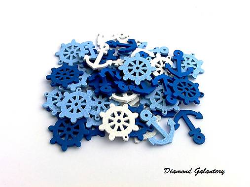 Galantéria - Drevené výlísky náhodný Námornícky Mix 50 kusov - 8181684_