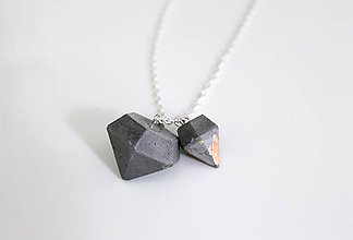 Náhrdelníky - Betónový náhrdelník Duo natur/metallic - 8181907_