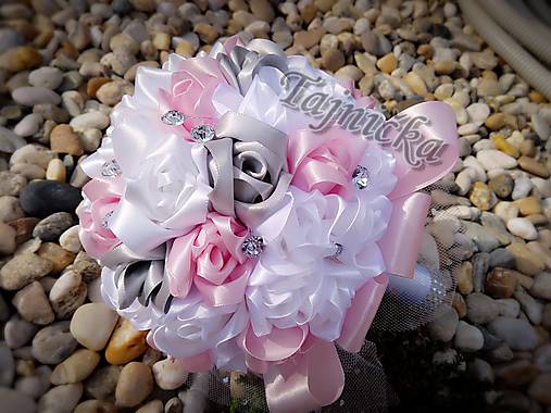 Kytice pre nevestu - Bieloružová kytica pre nevestu so štrasom - 8186037_