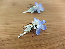 Ozdoby do vlasov - sponky - pírka s modrými květy - 8184432_