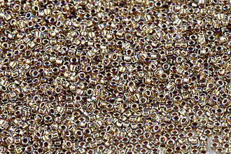 Korálky - Toho Round TR-15-994 Gold-Lined Rainbow Crystal 15/0, bal.5g - 8185314_