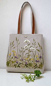 Kabelky - Plátená kabelka-Lúčne kvety-ručne maľovaná - 8189087_