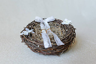 Prstene - Vintage hniezdo na svadobné obrúčky - 8187679_