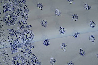 Textil - Látka Folk Bordúra modrá na bielej - 8193258_