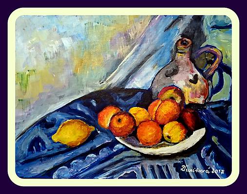 Obrazy - Zátišie s ovocím a džbánom - 8190101_