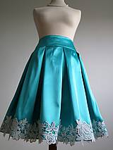 Sukne - tyrkysová sukňa s ozdobným lemom - 8198266_