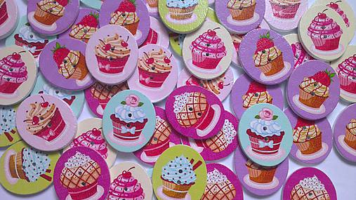 Galantéria - Drevený gombík Dezert 5ks - 8202870_