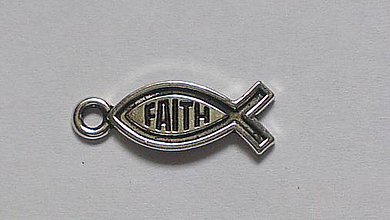 Komponenty - Prívesok Faith (viera) rybička 25x9mm - 8201415_