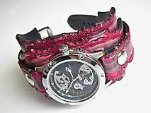 Náramky - Pánske kožené hodinky črevenočierne - 8204611_