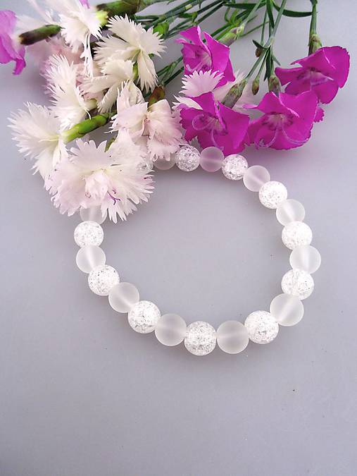 Náramky - zimné snenie - náramok krištál matný a popraskaný - 8207717_