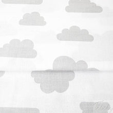 Textil - bielo-sivé mraky; 100 % bavlna, šírka 160 cm, cena za 0,5 m - 8213886_