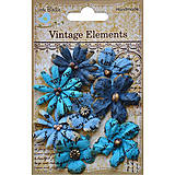 VÝPREDAJ! Vintage Elements - Rhea Flowers (tyrkysové rustikálne kvety so starožitným písmom)