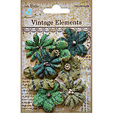VÝPREDAJ! Vintage Elements - Rhea Flowers (zelené rustikálne kvety so starožitným písmom)