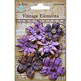 Papier - VÝPREDAJ! Vintage Elements - Rhea Flowers (fialové vintage kvety potlačené) - 8213609_
