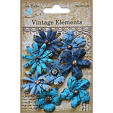 Papier - VÝPREDAJ! Vintage Elements - Rhea Flowers (tyrkysové rustikálne kvety so starožitným písmom) - 8213580_
