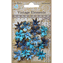 Papier - VÝPREDAJ! Vintage Elements - Vienna Flowers (tyrkysové rustikálne kvety so starožitným písmom) - 8213582_