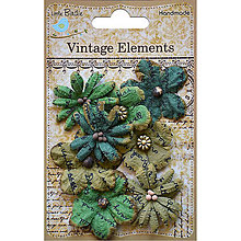 Papier - VÝPREDAJ! Vintage Elements - Rhea Flowers (zelené rustikálne kvety so starožitným písmom) - 8213603_