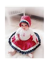 Detské súpravy - Baby čepiec + sukienka červená Folklór - 8213210_