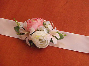 Opasky - Kvetinový opasok - pink ivory - 8213240_