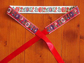 Opasky - Folklórny opasok - 3,5 cm červeno - biely - 8214831_