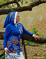 Mikiny - Dámska mikina s kapucou, šitá, maľovaná, etno MAHÁDÉVI - 8216679_