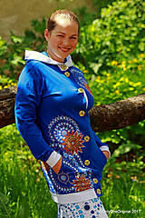 Mikiny - Dámska mikina s kapucou, šitá, maľovaná, etno MAHÁDÉVI - 8216680_