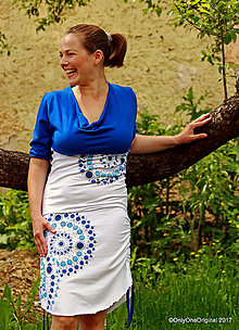 Šaty - Dámske šaty so šálovým golierom, maľované, etno DÉVI - 8216756_